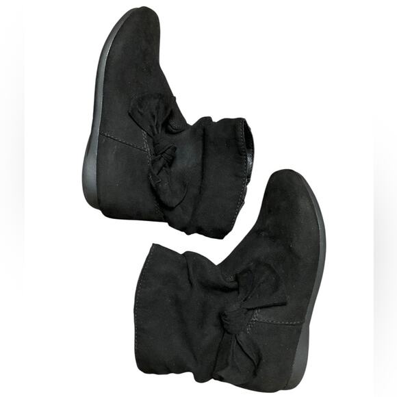 Wonder Nation Girl’s Elegant Slouch Black Ankle Booties with Bow Size 10 NEW - Picture 4 of 8